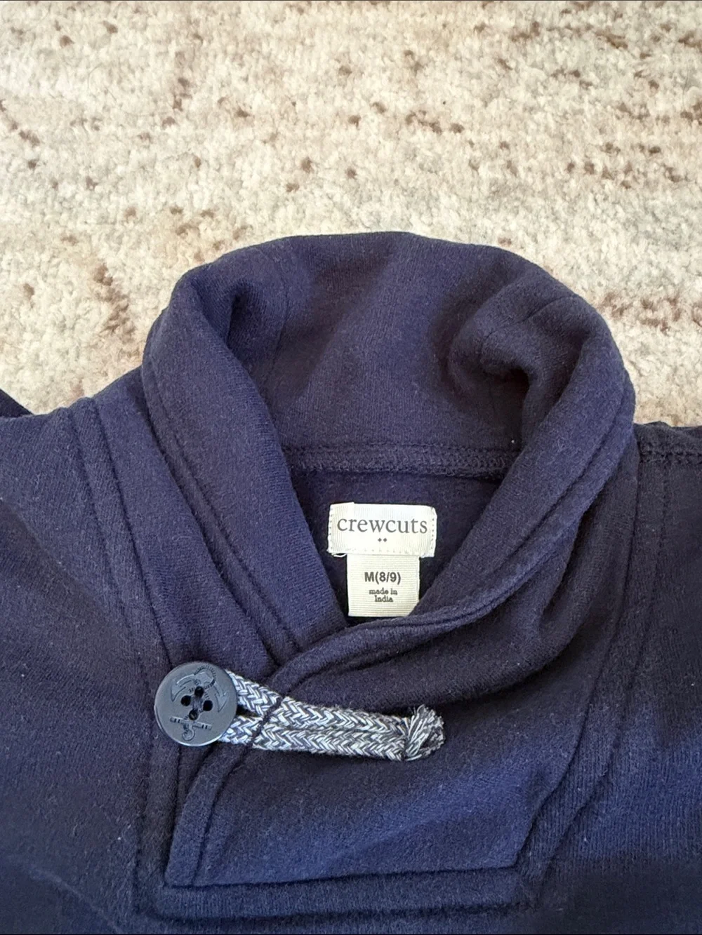 Crewcuts kid’s Navy Shawl-Neck Pullover with Toggle Detail